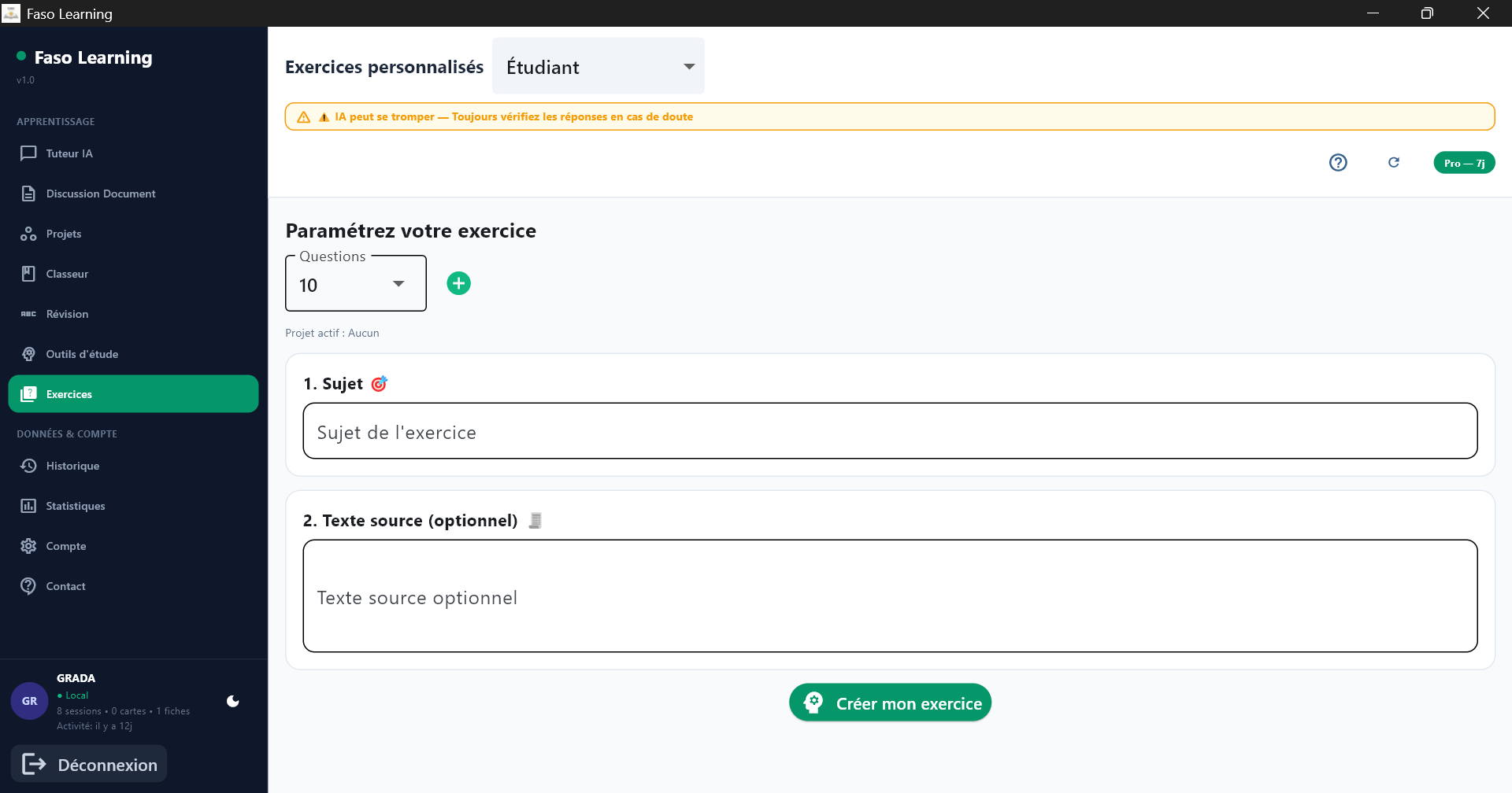 Faso Learning - Modules d'exercices