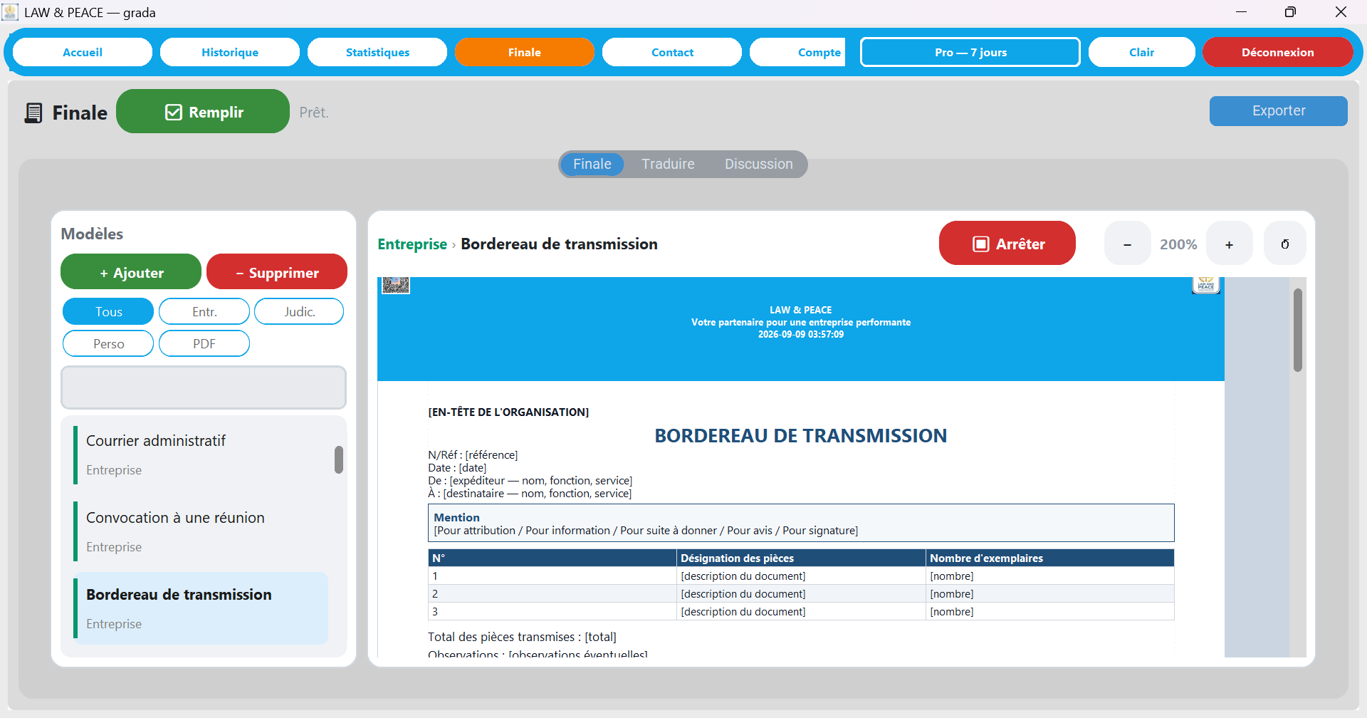 Law & Peace - Génération de documents officiels